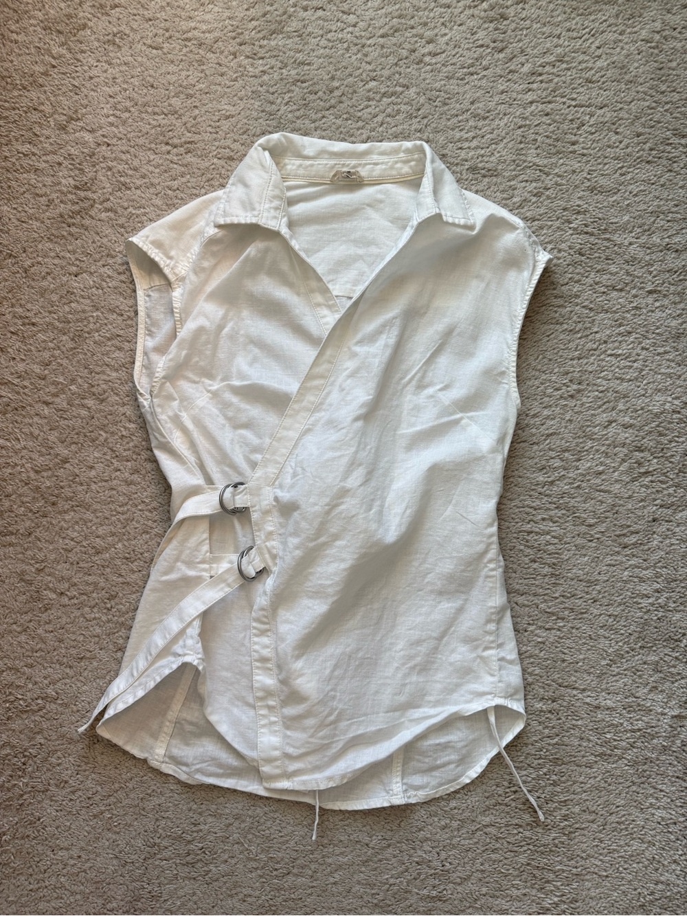Pilcro White Sleeveless Wrap-Style Top